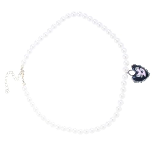 Collier imitation perle réglable cadeau idéal motif chat coeur - 3