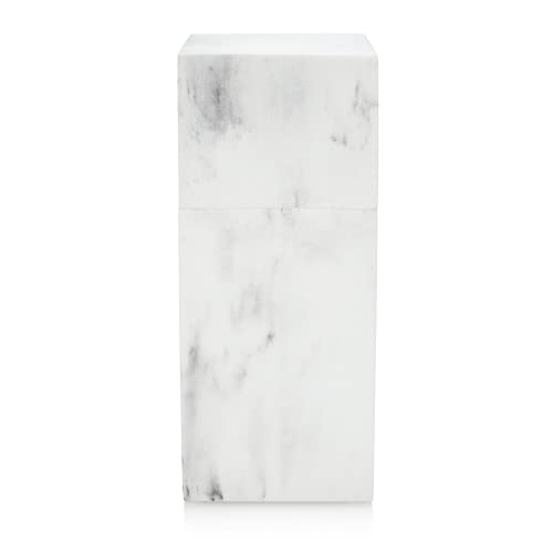 Essentra Home Toothbrush Holder With Lid, Elegant White Marble Bathroom Toothbrush & Toothpaste Organizer – Blanc Collection #TOP2