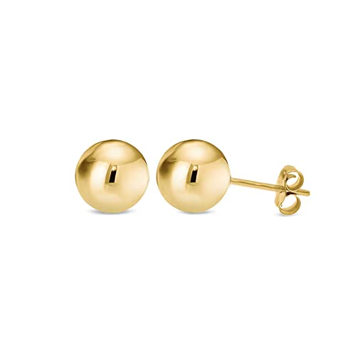 14K Yellow Gold Filled Round Ball Stud Earrings Pushback 9Mm #TOP4