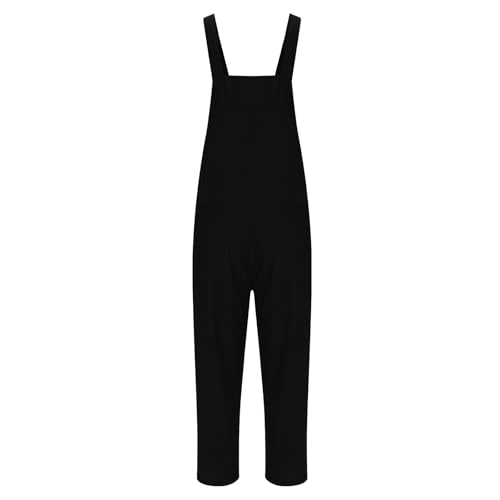 Dungarees for Women UK Cotton Linen Bib and Brace Jumpsuits Trousers with Pockets Plain Playsuits Lightweight Summer Fall Overalls Loose Breathable Rompers Pants Work Home Casual Wear - Image 5