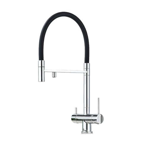 Cuisine de traction noire anti-éclaboussures avec mitigeur eau chaude froide flexible
