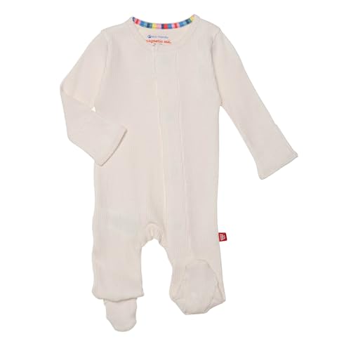 Image of Magnetic Me Footie Pajamas Soft Modal Baby Sleepwear with Quick Magnetic Fastener | Boys and Girls Sleeper Preemie-24 Months
