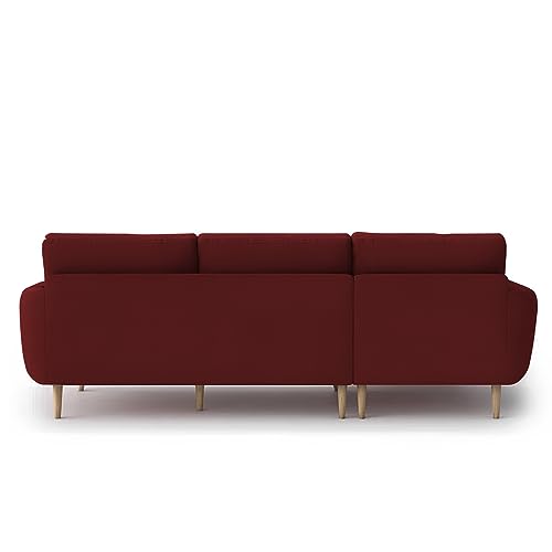 Image of BRAXTON Lindel LHS 4 Seater L Shape Sofa Set for Living Room (Maroon) Premium Velvet Fabric Sofa