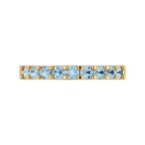Clara Pucci 0.63 tcw Eternity Wedding Band for Women - 2.6mm Round Cut Aquamarine Birthstone Gold Ring - 14K Yellow Gold Stacking Bridal Wedding Ring for her
