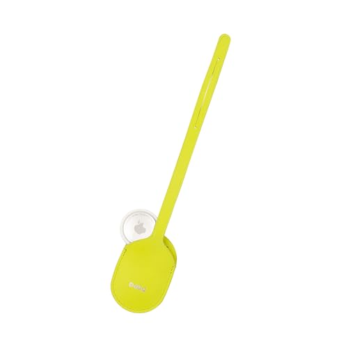 Funda para Apple AirTag de piel auténtica DUDU con correa de color limón 3