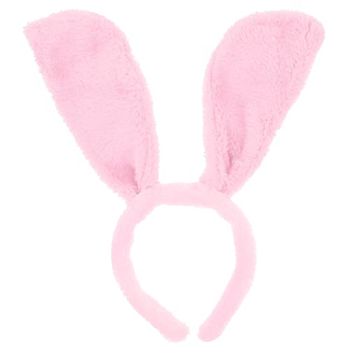 Veemoon 1 Pc Diadema de orejas para perros calentadores caniche corriendo cintas para la cabeza de las mujeres humano suministro de fiesta decoración de tocado de fiesta tela de felpa rosa