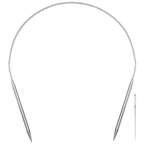 Aolfior Stainless Steel Circular Knitting Needles Size 4 16 Inch 3.5 mm Set Round Metal (Silver 16 inch-4-(3.5mm)) Suitable for Beginners and Experienced Knitters Alike.