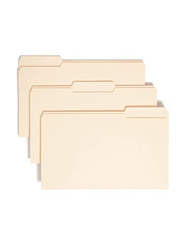 Smead File Folder with Product Protection, 1/3-Cut Tab, Assorted Positions, Legal Size, Manila, 100 per Box (15338)