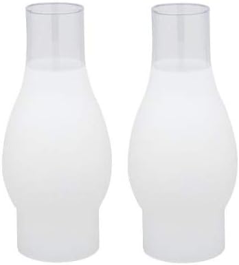 Ciata Oil Lamp, Glass, Victorian Hurricane Chimney Lamp Globe Replacement, 8-1/2 Inch Handblown Frosted Glass Chimney Lamp Shade with 3 Inch Fitter and 4 Inch Bulge - 2 Pack