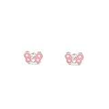 Monde Petit AG-2365-F - Pendientes niña Plata mariposa esmaltada en rosa y blanco