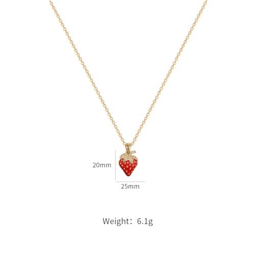 YOOESTORES82 Red Strawberry Pendant Necklace for Women,14K Gold Sparkling Rhinestone Dripping Strawberry Choker Necklace Party Sweet Jewelry Gift3