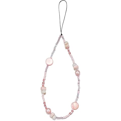 S.J JEWELRY Phone Charm Cell Phone Lanyard Beaded Wrist Lanyard for Phone Handmade Crystal Charms Strap Phone Accessories(PC-Mixpink-Shell) Cover