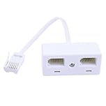 BT Telephone Splitters 2 Way Sockets Splitter UK Telephone Adapter RJ11 One Male Plug to 2 Female Extender White Double Socket Phone Converter for UK Landline Telephone Modem Cable FAX Phone Adapter