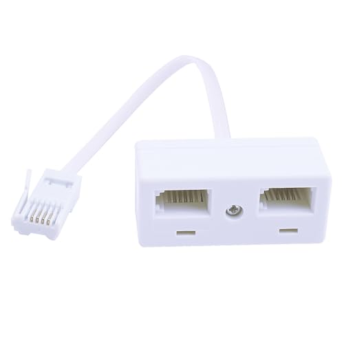 BT Telephone Splitters 2 Way Sockets Splitter UK Telephone Adapter RJ11 One Male Plug to 2 Female Extender White Double Socket Phone Converter for UK Landline Telephone Modem Cable FAX Phone Adapter