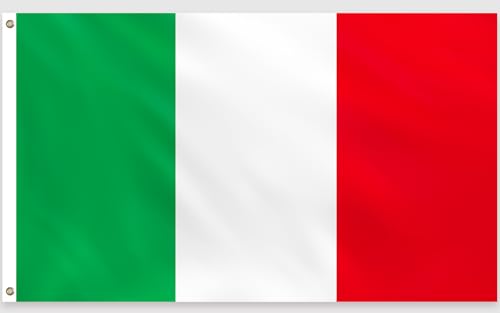 PartyYaa Italien Flagge 150 x 90 cm Italy Flagge Einseitiger Druck mit 2 Messing-Ösen Wasserfest für Nationalfeiertag WM EM Straßen Garten Bar Party Deko