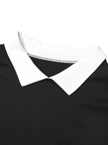 Remidoo Women's Contrast Collar Sweatshirt Casual Oversized Long Sleeve Pullover3