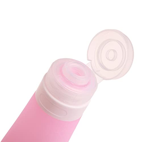 ASAKKURA シリコンボトル 空のメイクアップコンテナ 旅行用洗面用品 旅行シャンプーボトル トイレタリー用トラベルボトル 化粧品チューブ 詰め替え可能ボトル容器 トラベルコンテナ ピンク