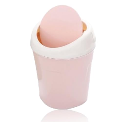 Cyrank Mini Pattumiera con Coperchio Basculante, Piccola Pattumiera da Tavolo Piccola Pattumiera Rimovibile Piccola Pattumiera in Plastica Mini Cestino per La Casa(Rosa)