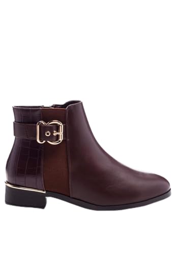 Frothy Buckled Ankle Boots with Croc Detail