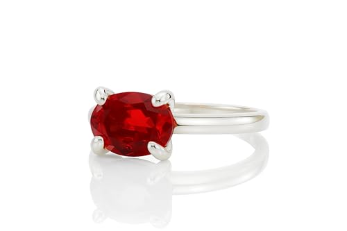 Bague de fiançailles rubis ovale et argent pour elle