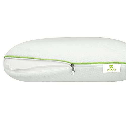 Image of Cushows Slim Orthopedic Memory Foam Pillow Lightweight Ergonomic Cervical Pain Relief Pillow with Washable Cover Neck and Back Support Comfortable Sleeping Classic Bed Pillow 16x24x4 inch Pack of 2