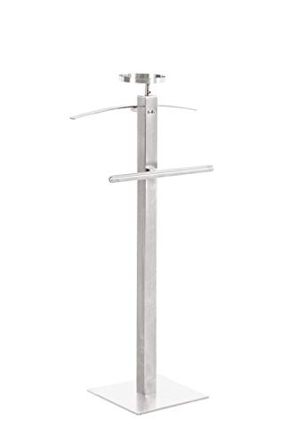 Galán de Noche Yannic de Metal I Galán de Noche para Él & para Ella I Perchero de Pie con 2 Perchas I Colgador de Ropa I Color:, Color:Acero Inoxidable