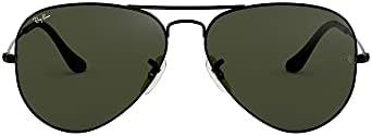 Ray-Ban RB3025 Classic Pilot Sunglasses, Black/G-15 Green, 58 mm