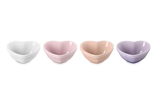 Le Creuset Stoneware Set Of 4 Mini Heart Pinch Bowl Multi Color