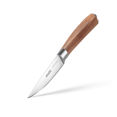 Stahl Stainless Steel Talon Paring Kitchen Knife with Walnut Wood Handle Fruit Vegetable Peeling, coring Cutting Knife | 3.5 Inches / 9 cm
