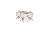 VentaMueblesOnline - PACK MESA EXTENSIBLE NORDIK Y 6 SILLAS TOWER WOOD BLANCAS