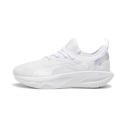 PUMA Puma Women's Softride Mayve, Warm White-Puma Black-Fizzy Apple, 10