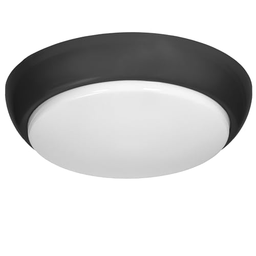 Miratic Lámpara de Techo con IP44 y IK10 Plafon - Luminaria de Polipropileno con 2xE27 Lampara Techo con Difusor Mate-Policarbonato Lampara Cocina Techo (Negro)
