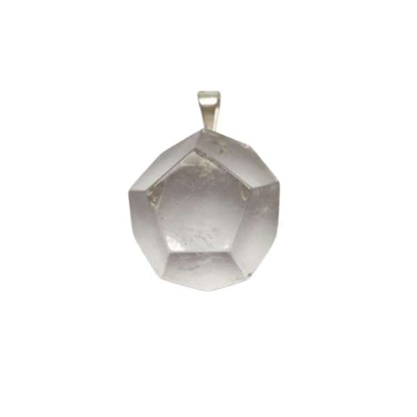 Pendentif en Cristal de Roche Naturel, Forme Dodécaèdre, Géométrie sacrée