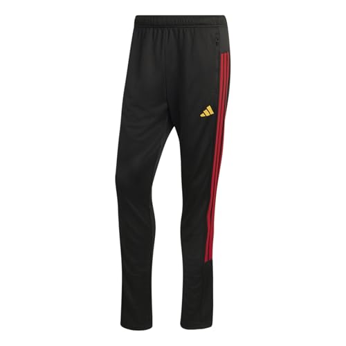 adidas Men's Workout Essentials All-Set 3-Stripes Knit Pant, Black/Power red/Collegiate Gold, XXL