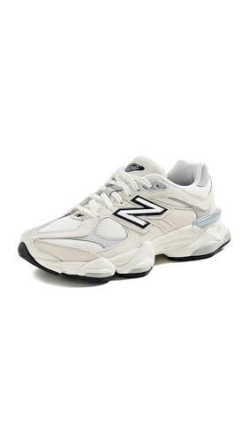 New Balance 9060 Unisex Sneakers, White Grey, 13.5 US Women/12 US Men