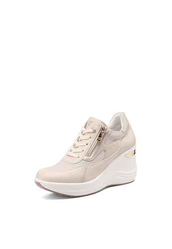 QUEEN HELENA Sneakers Alte con Zeppa Donna X34-38 (X34-39 Beige,