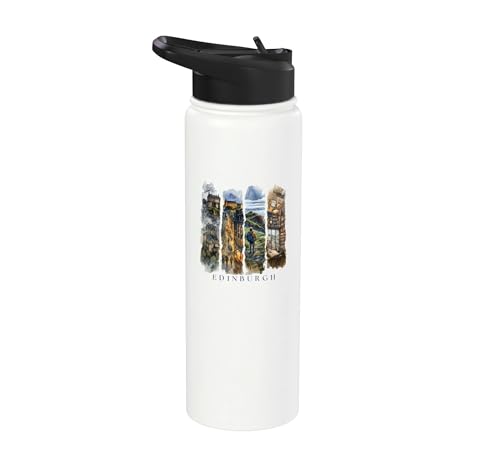 Image of Scotland Castle, Streets and Highlands Vacation Edinburgh Stainless Steel Insulated Water Bottle
