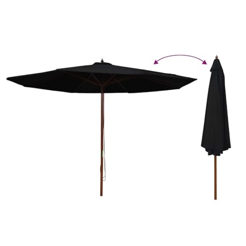 Parasol en bambou solide et mât bois noir 350 cm une structure d'ombrage noble