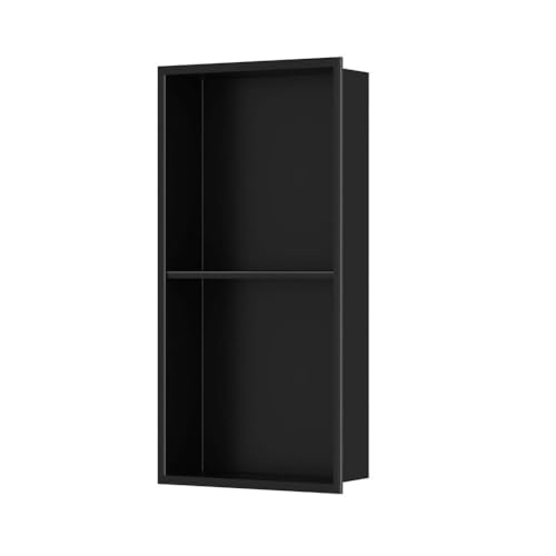 FOELANNE Soporte de pared para ducha empotrada, estante de ducha de acero inoxidable 304, para champú y artículos de tocador en diferentes tamaños (333 x 638 x 100 mm (doble rejilla))