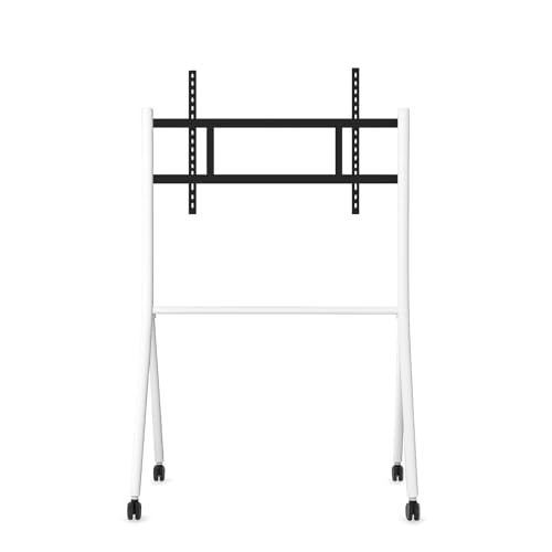 Image of GTEK White Mobile Stand for Smart Boards 55 inch-98 inch - Stable Cart with Lockable Wheels for Classroom, Office, Home, Interactive Whiteboard (MSW-01)