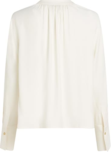 Tommy Hilfiger Donna Blusa Soft Viscose Con Scollo A V, Avorio (Ivory Petal), 42 - 5