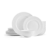 Mikasa Parchment White Bone China Lightweight Chip Resistant 18 Piece Dinnerware Set, Service for 6