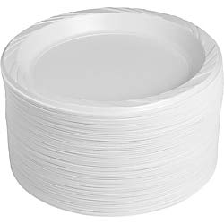 Genuine Joe Reusable Plastic White Plates, 9" (Pack of 125)