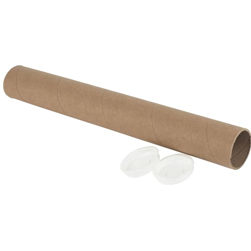 MT Products Kraft Mailing & Shipping Tubes with White End Caps 2 x 12 – Durable Cardboard Storage Tubes (Pack of 10)