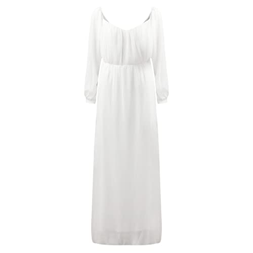 Meoilce Sexy Bridesmaid Bride Dresses For Women Elegant Wedding Guest Off Shoulder Solid Color Formal White Maxi Dress #TOP6
