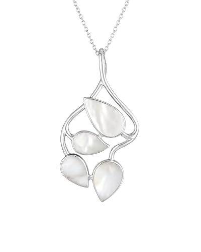 Pendentif nacre blanche et argent 925 anti-ternissement Aden motif FLORA