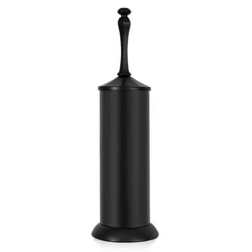 Image of Black Toilet Brush and Holder,Extra Long Handled Toilet Brush for Bathroom,Stainless Steel Heavy Duty Toilet Bowl Brush,Deep Cleaning Modern Toilet Cleaner Brush -Space Saving