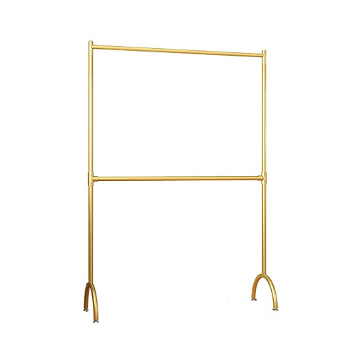 Percha de ropa ajustable de doble barra independiente, elegante perchero para el hogar y la oficina, 100 x 160 cm, acabado dorado, ahorro de espacio