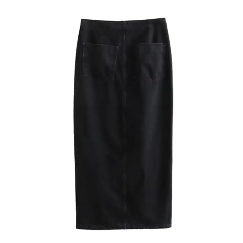 Women's Vintage High Waist Split Denim Midi Skirt Slim Fit Casual Denim Straight Skirt3