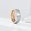 King Will DUO Unisex 6mm Classic Rose Gold Domed Tungsten Carbide Wedding Band Ring Comfort Fit 11.5 #1